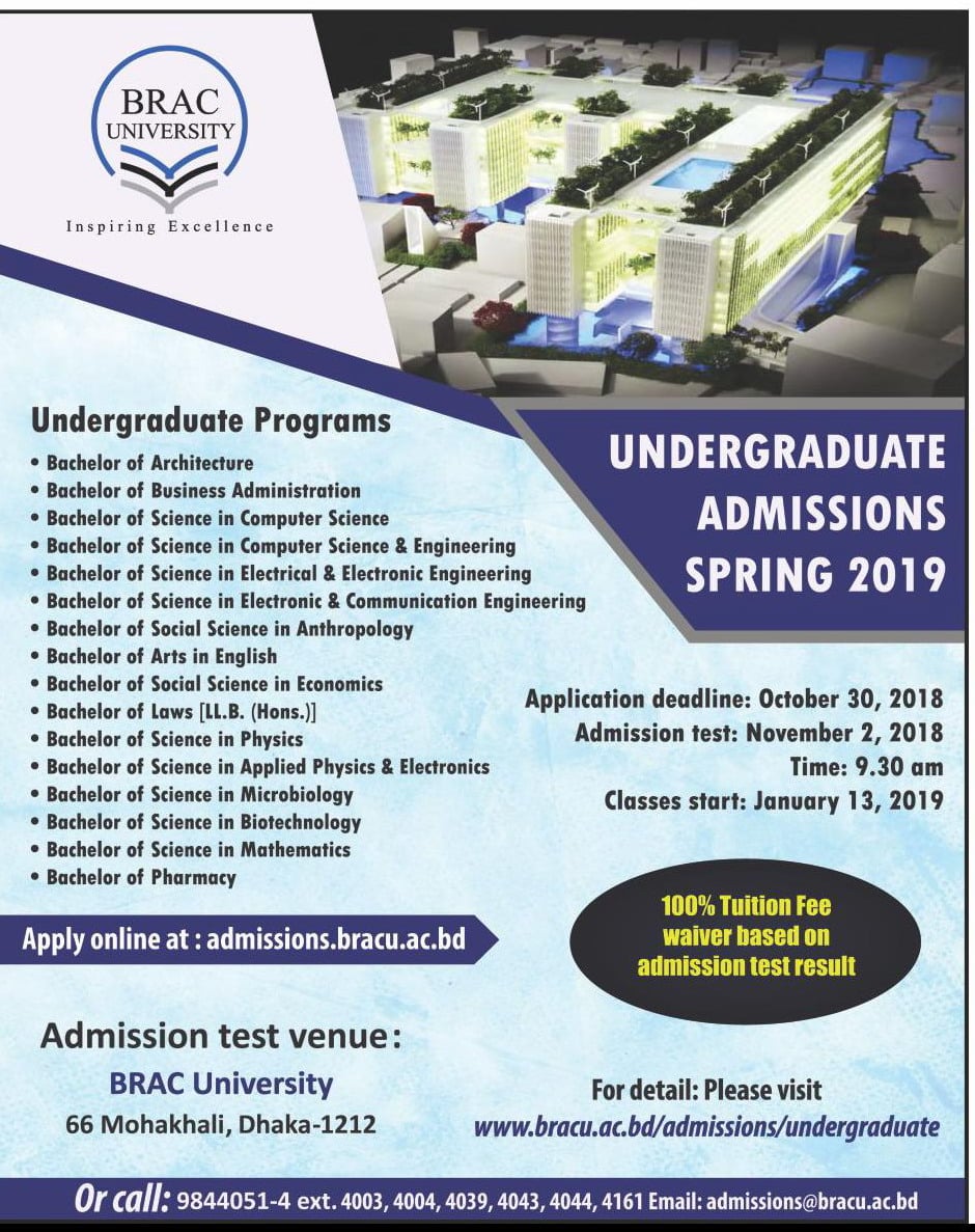 Brac university admission 2020