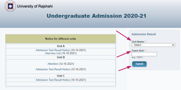 RU Admission Result 2022 | Rajshahi University Admission Result