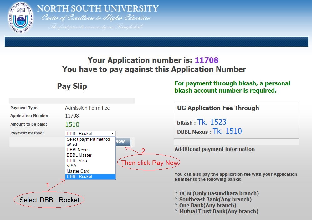 NSU Application Fee Payment