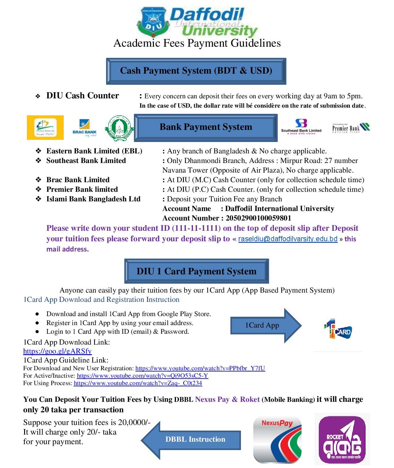 Daffodil International University Tuition Fee Information 2024 10