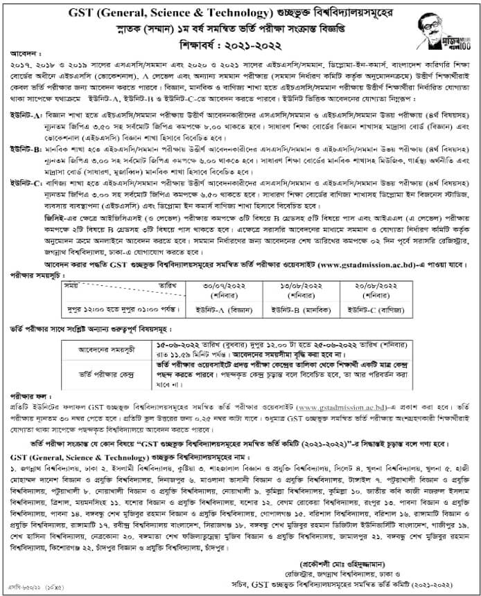 PUST Admission Circular 2022-23 | Pabna University of Science and Technology Admission Circular 11