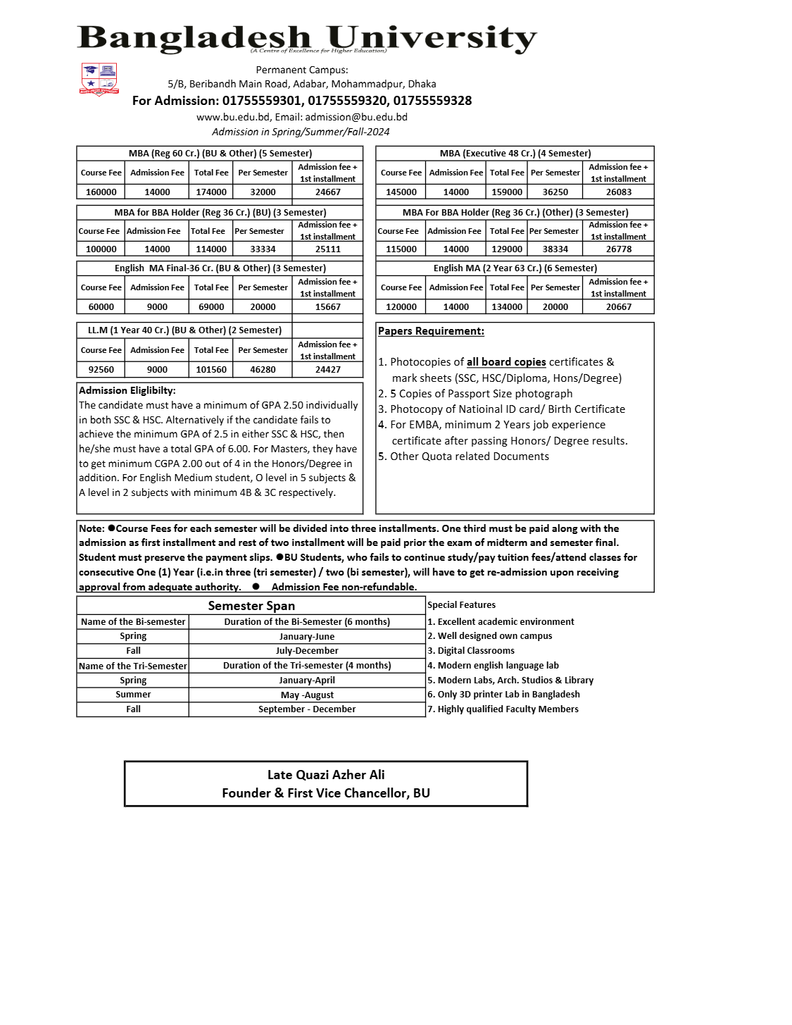 BU Graduate Courses Tuition Fee