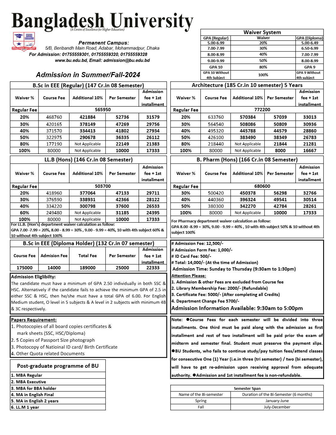 Bangladesh University Tuition Fees 2024 5