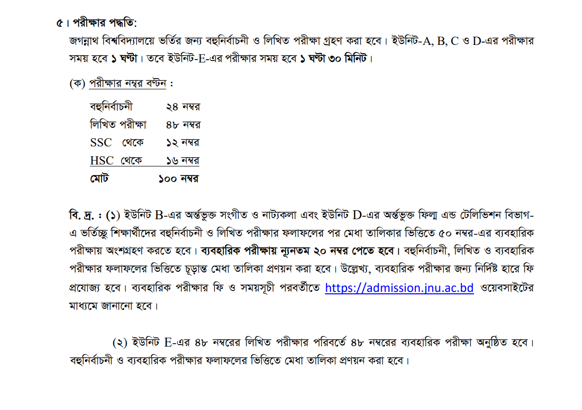 Jagannath University Admission Circular 2024-25 2